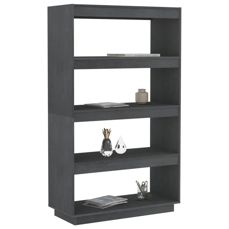 Bibliothèque/Séparateur de pièce Gris 80x35x135 cm Pin massif - 4