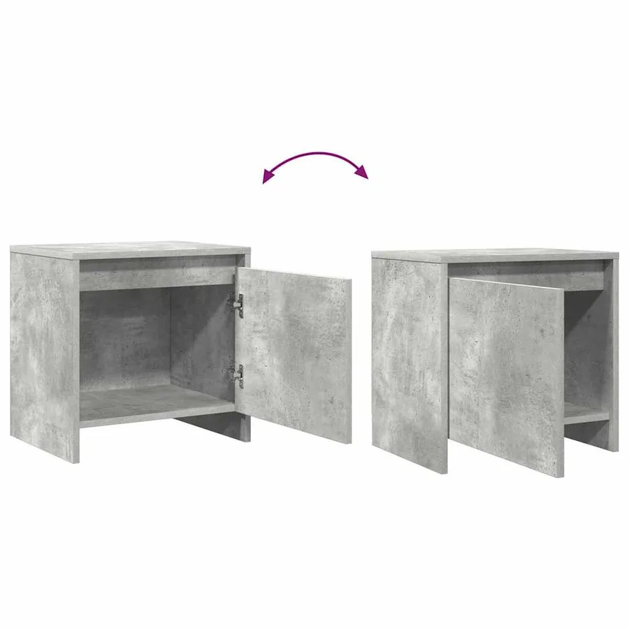 Table de chevet gris béton 45x34x44,5 cm bois d'ingénierie - 9