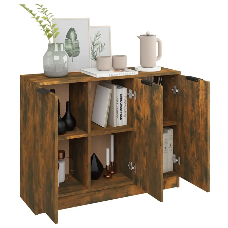 Buffet Chêne fumé 90,5x30x70 cm Bois d'ingénierie - 4
