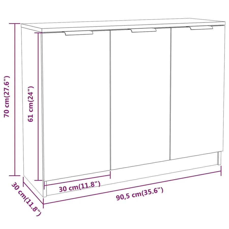 Buffet Chêne fumé 90,5x30x70 cm Bois d'ingénierie - 9