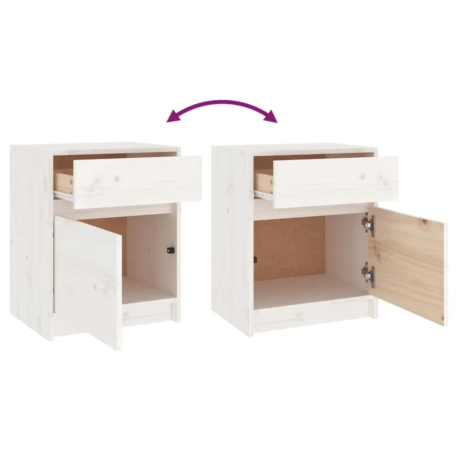 Tables de chevet 2 pcs Blanc 40x31x50 cm Bois de pin massif - 10