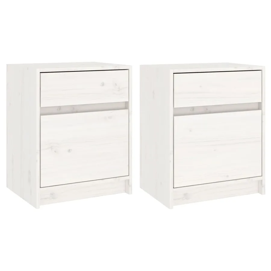 Tables de chevet 2 pcs Blanc 40x31x50 cm Bois de pin massif - 2
