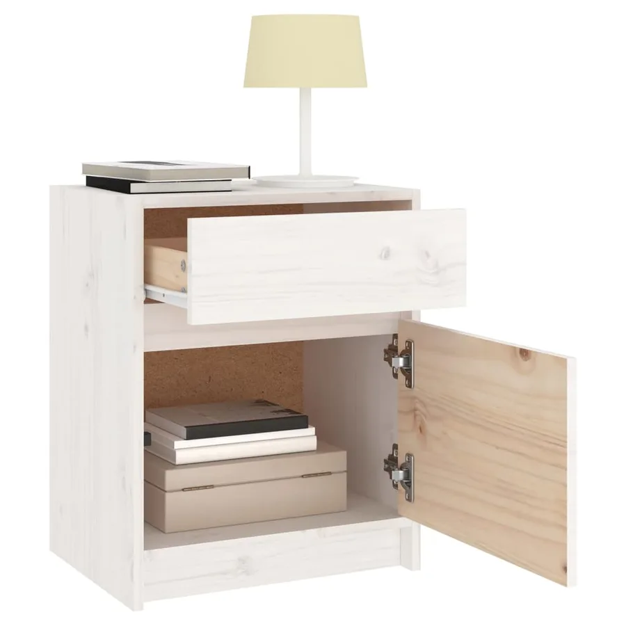 Tables de chevet 2 pcs Blanc 40x31x50 cm Bois de pin massif - 5