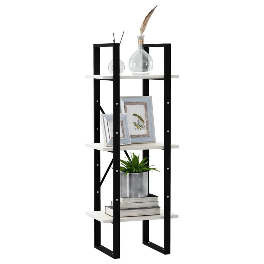Bibliothèque à 3 niveaux Blanc 40x30x105 cm Bois de pin massif - 3