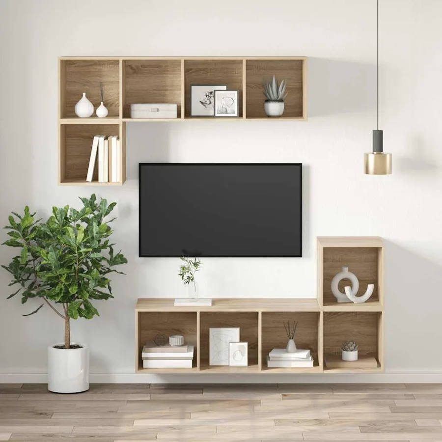 Meuble TV mural Chêne sonoma 37x37x142,5 cm Bois d’ingénierie - 5