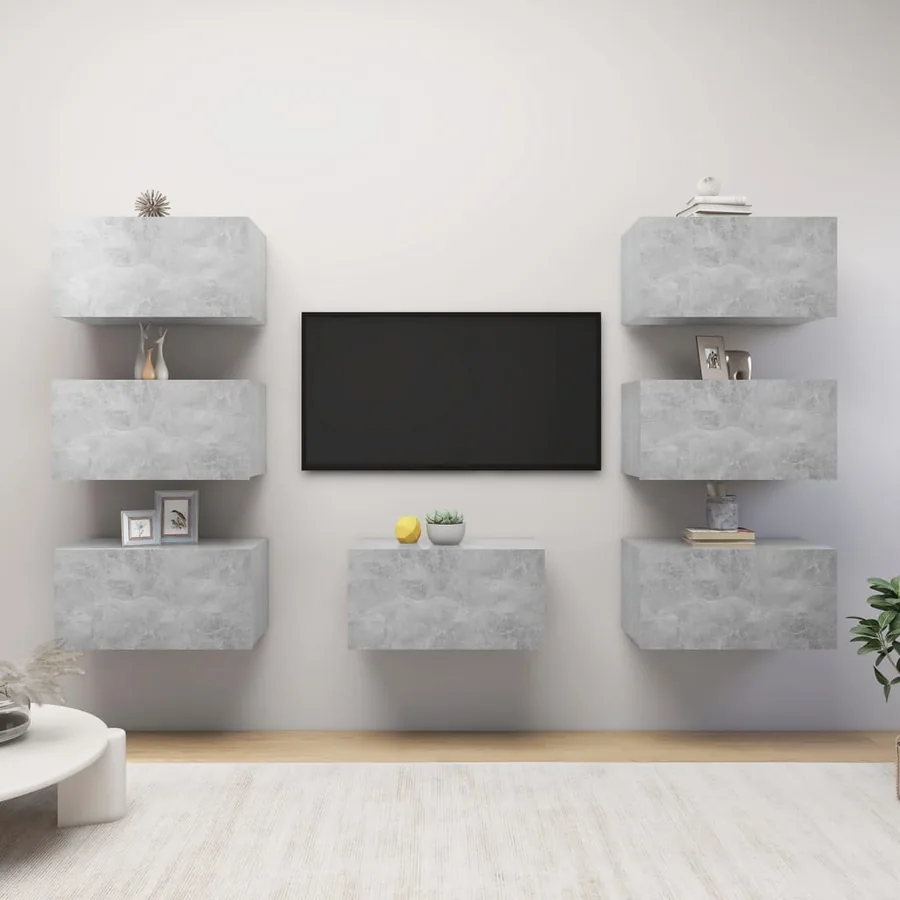 Meubles TV 7 pcs Gris béton 30,5x30x60 cm Bois d'ingénierie
