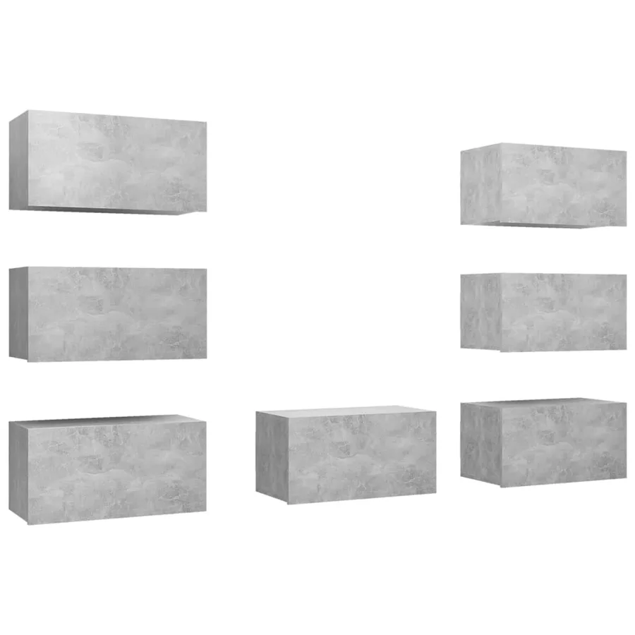 Meubles TV 7 pcs Gris béton 30,5x30x60 cm Bois d'ingénierie - 2