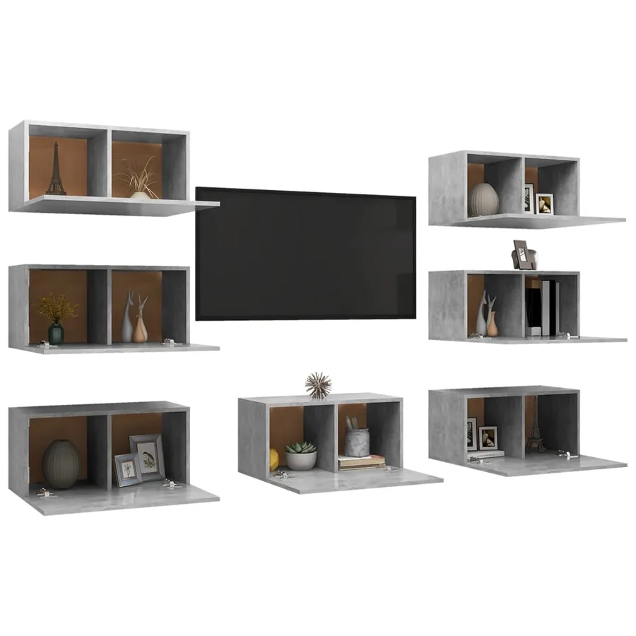Meubles TV 7 pcs Gris béton 30,5x30x60 cm Bois d'ingénierie - 3
