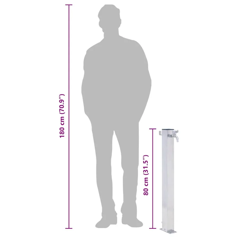 Colonne à eau de jardin 80 cm acier inoxydable carré - 8