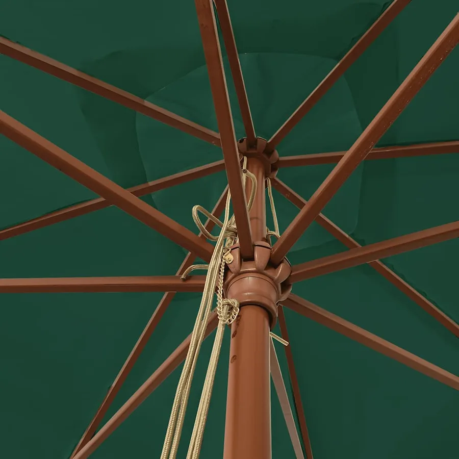 Parasol de jardin avec mât en bois vert 300x300x273 cm - 5