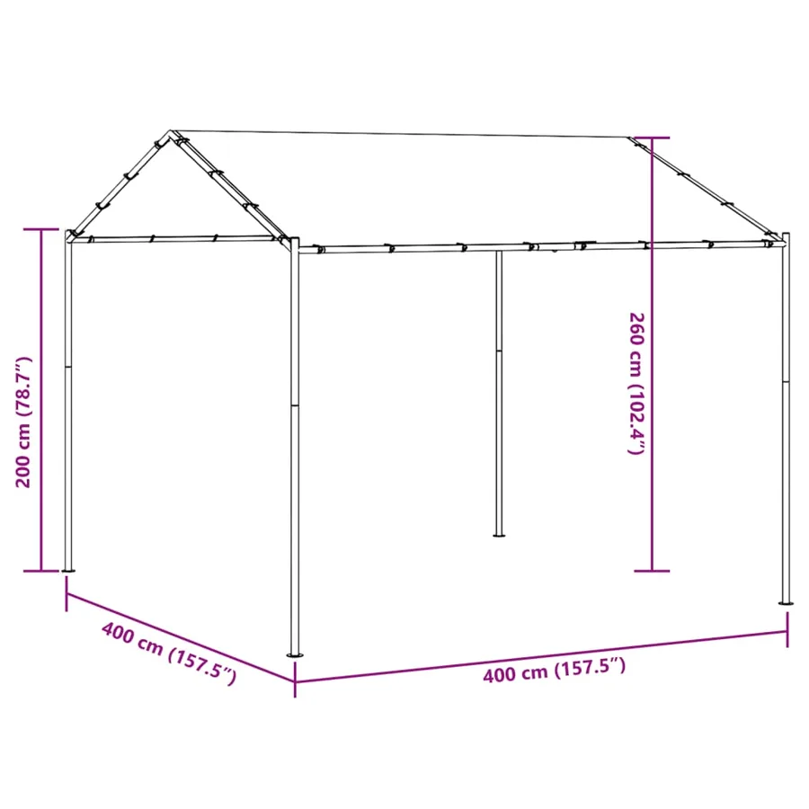 Tente à auvent anthracite 4x4 m acier et tissu - 9