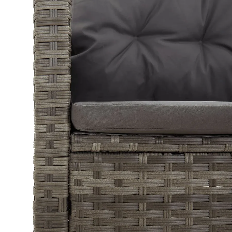 Canapé d'angle inclinable avec coussins gris résine tressée - 6