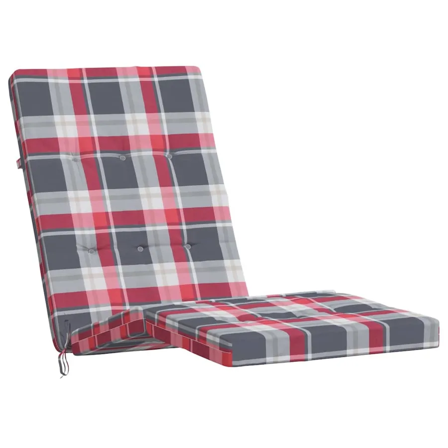 Coussins de chaise longue lot de 2 motif à carreaux rouges - 4