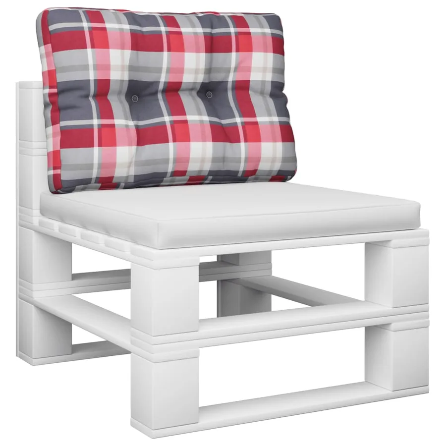 Coussin de palette motif à carreaux rouge 60x40x12 cm tissu - 3