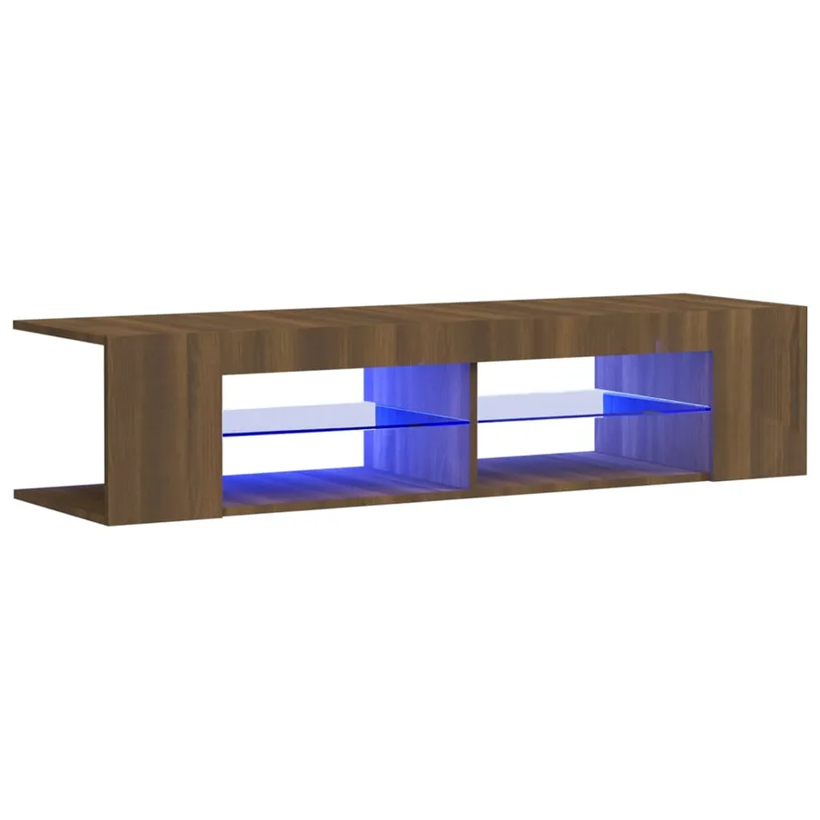 Meuble TV avec lumières LED chêne marron 135x39x30 cm - 2