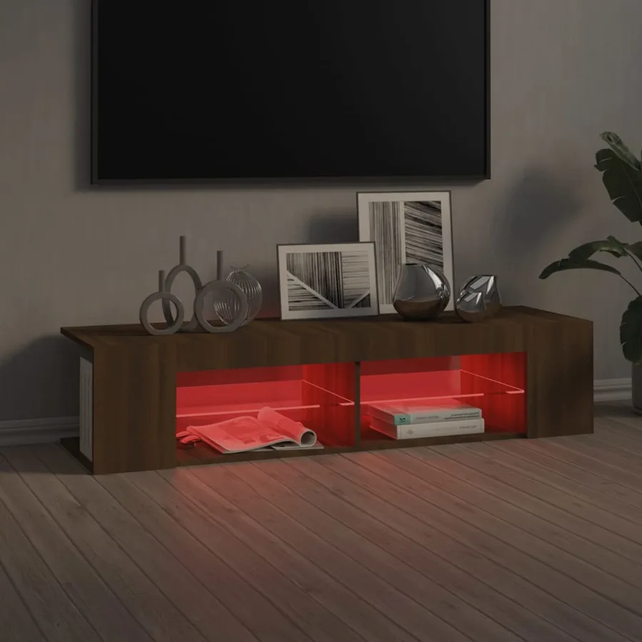 Meuble TV avec lumières LED chêne marron 135x39x30 cm - 8