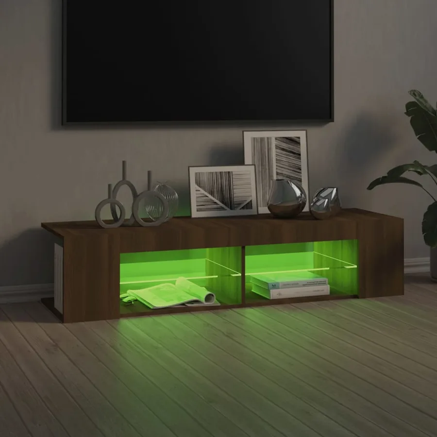 Meuble TV avec lumières LED chêne marron 135x39x30 cm - 9