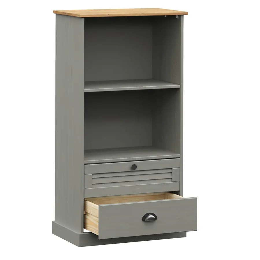Bibliothèque VIGO gris 60x35x114,5 cm bois massif de pin - 5
