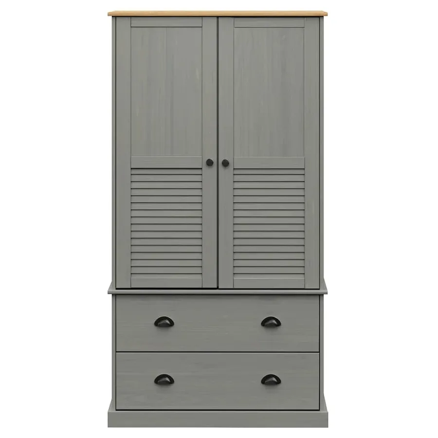 Garde-robe VIGO gris 90x55x170 cm bois massif de pin - 4