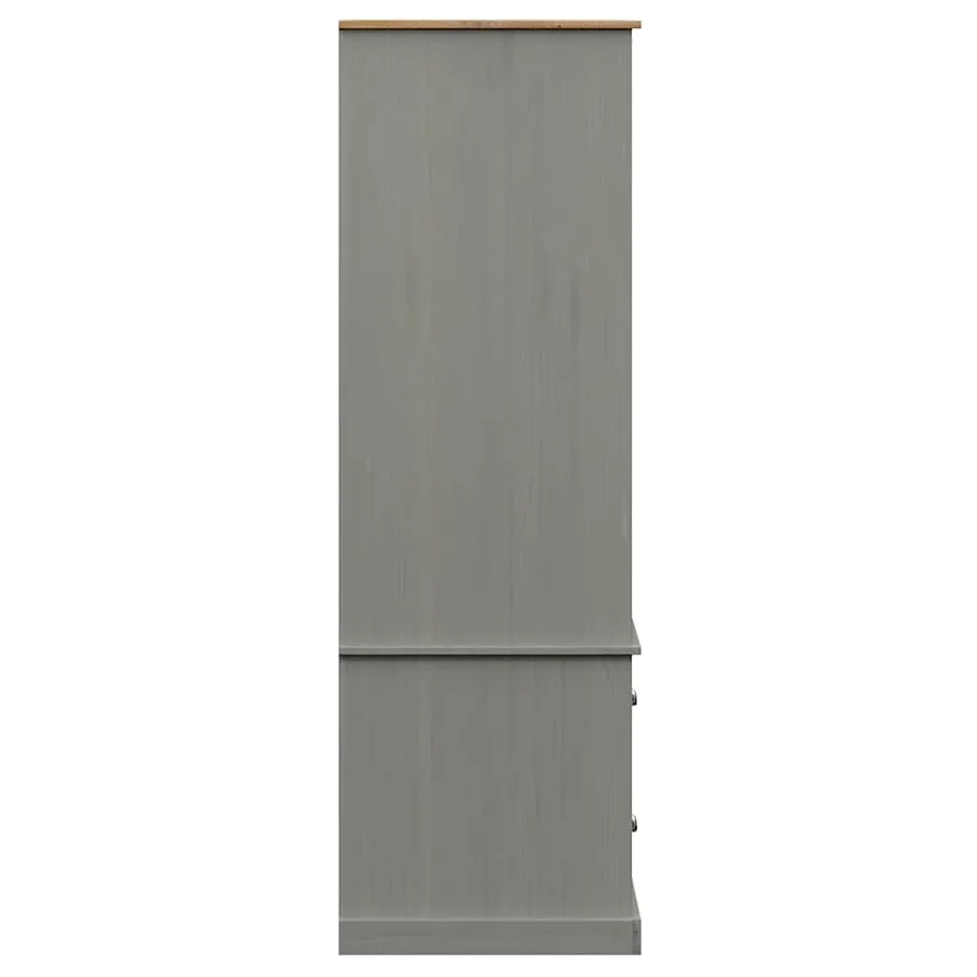 Garde-robe VIGO gris 90x55x170 cm bois massif de pin - 6