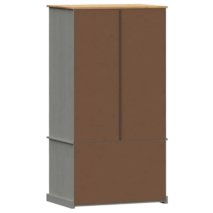 Garde-robe VIGO gris 90x55x170 cm bois massif de pin - 7