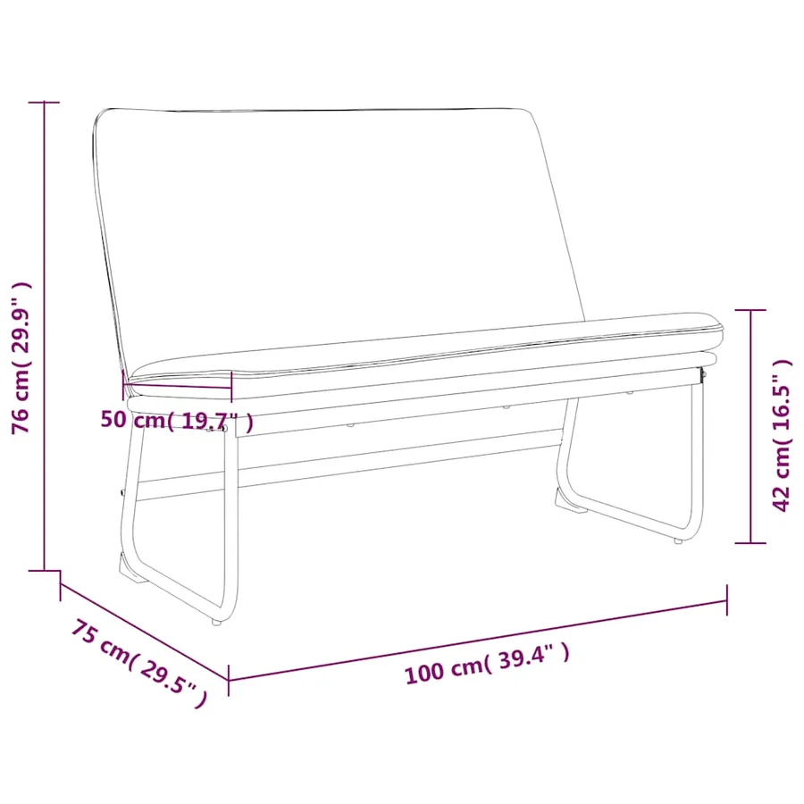 Banc Noir 100x75x76 cm Tissu - 8