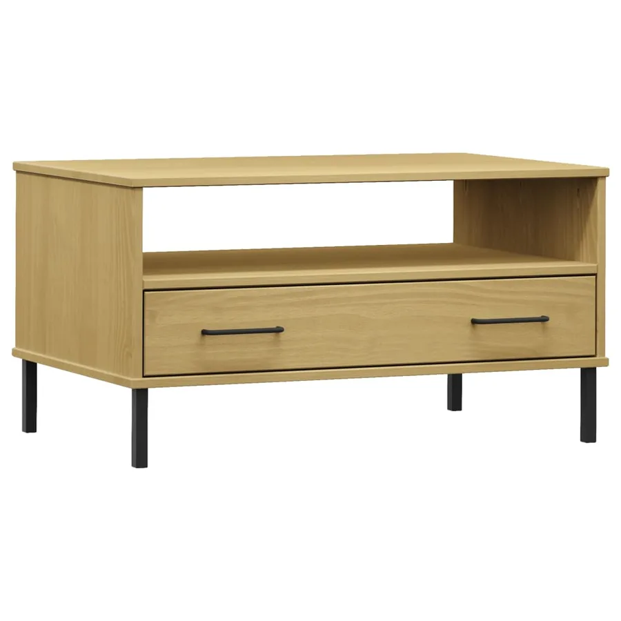 Table basse avec pieds en métal Marron 85x50x45 cm Bois OSLO - 2