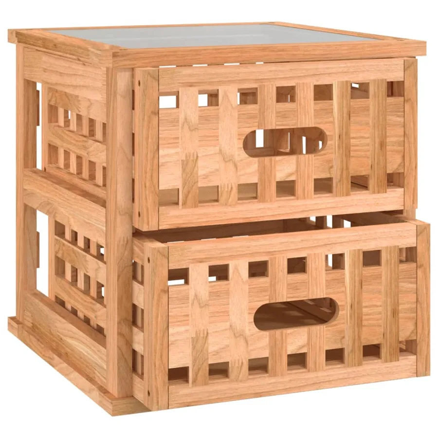 Tables de chevet 2 pcs 34x34x34 cm Bois massif de noyer - 5