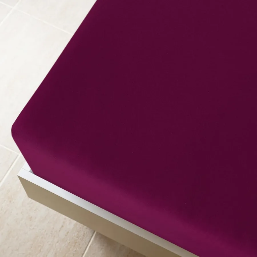 Drap-housse Jersey Bordeaux 100x200 cm Coton - 2