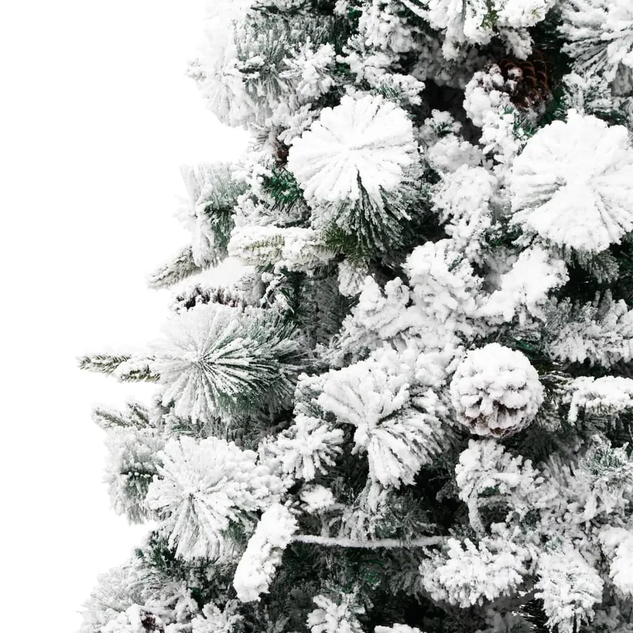Sapin de Noël pré-éclairé avec neige floquée/cônes 195cm PVC/PE - 9
