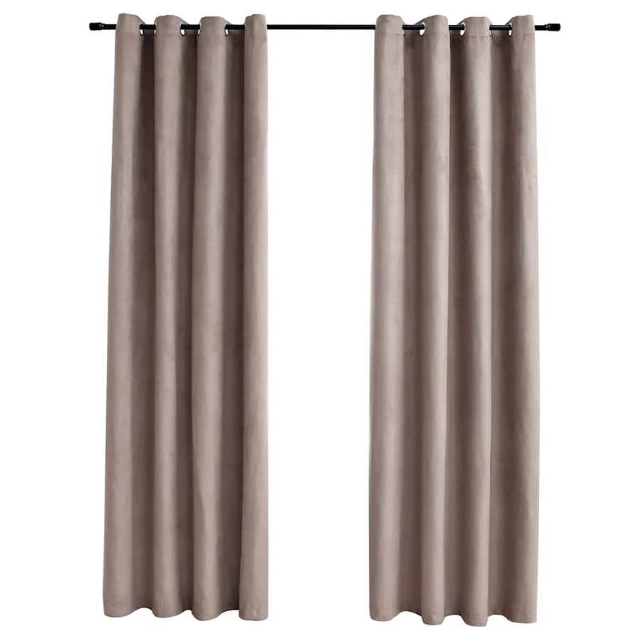 Rideaux occultants avec anneaux en métal 2 pcs Taupe 140x225 cm - 2