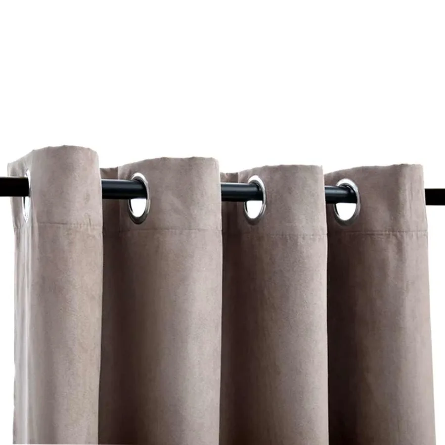 Rideaux occultants avec anneaux en métal 2 pcs Taupe 140x225 cm - 3