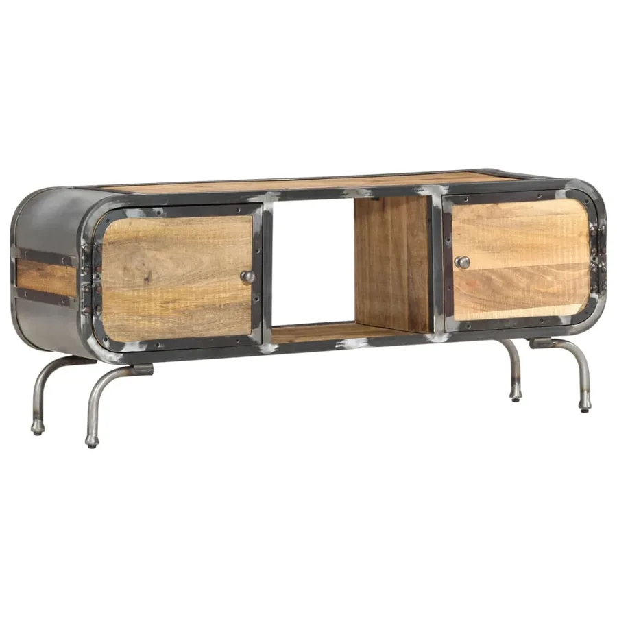 Meuble TV 110x30x42 cm Bois massif de manguier - 10