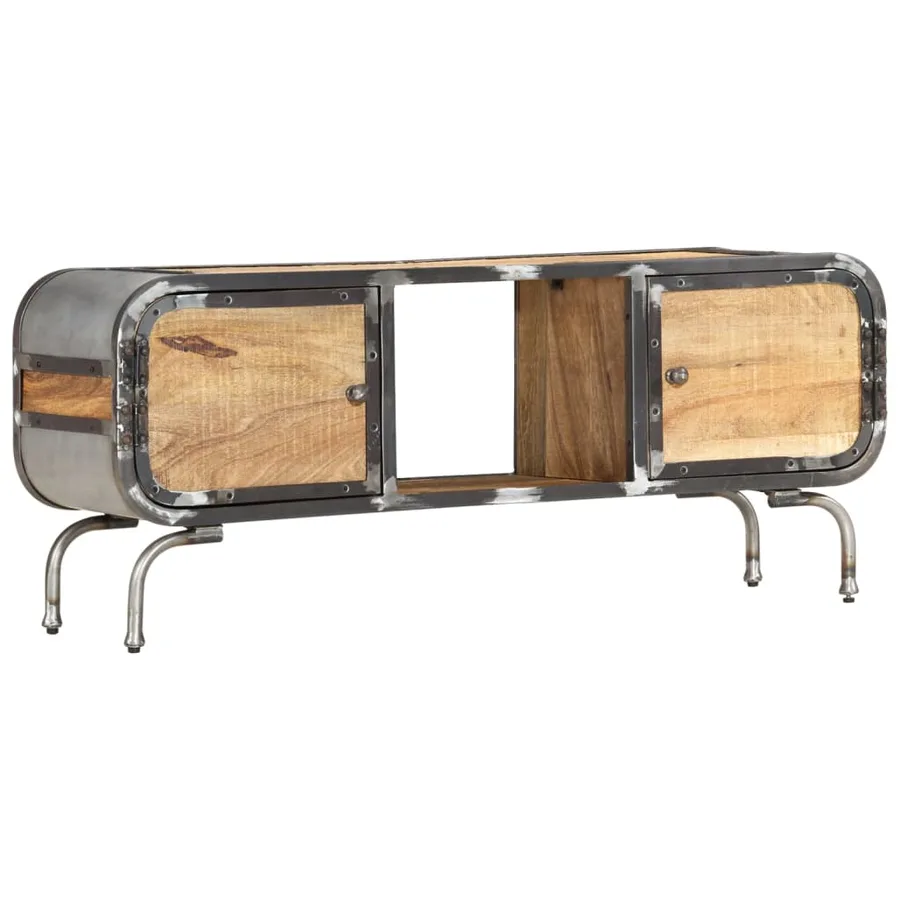 Meuble TV 110x30x42 cm Bois massif de manguier - 11