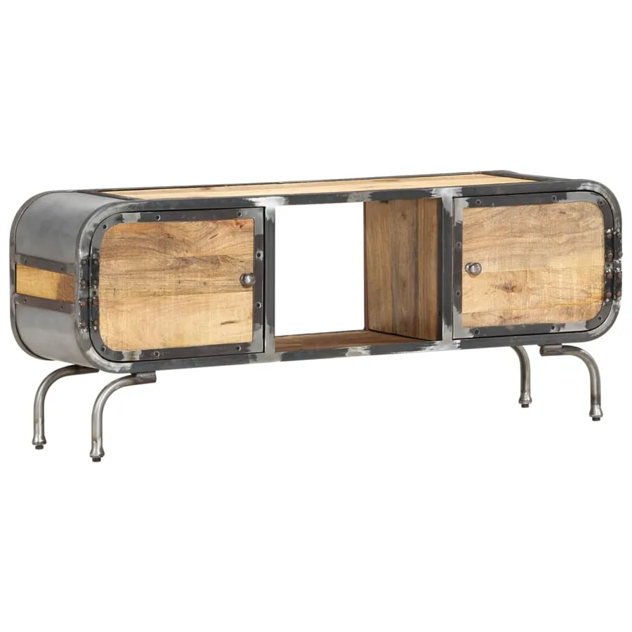 Meuble TV 110x30x42 cm Bois massif de manguier - 12