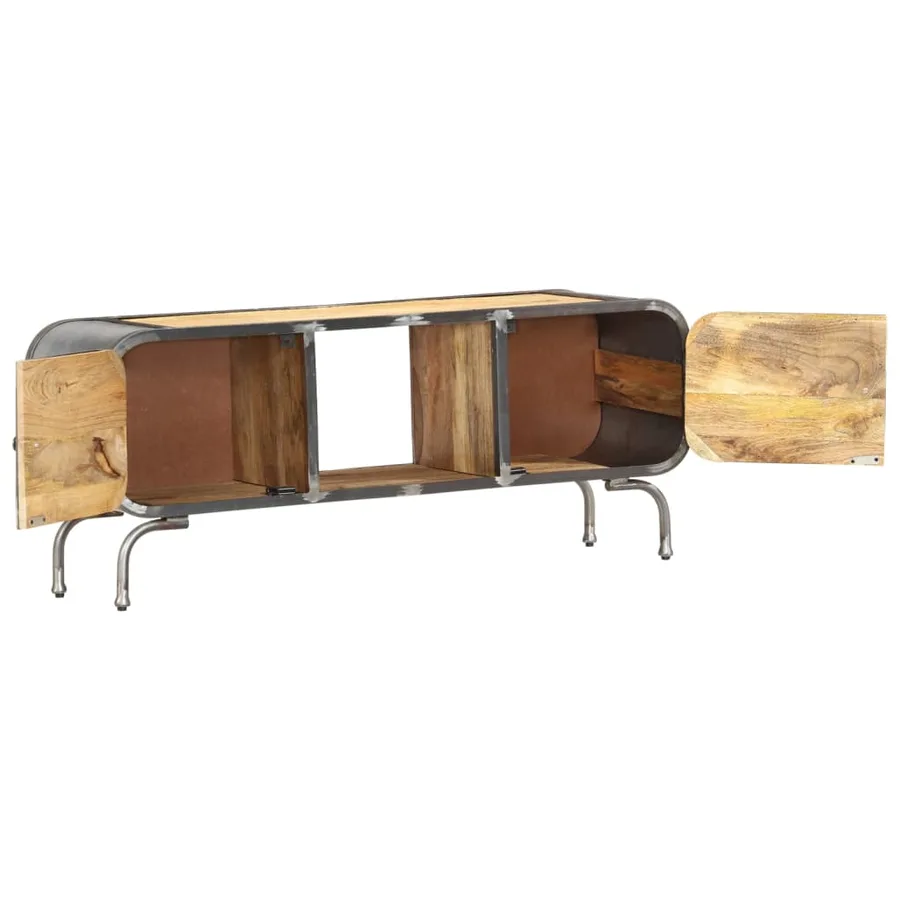 Meuble TV 110x30x42 cm Bois massif de manguier - 4
