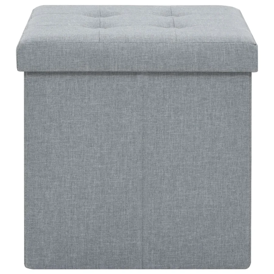 Tabourets de rangement pliables lot de 2 gris clair Faux lin - 6