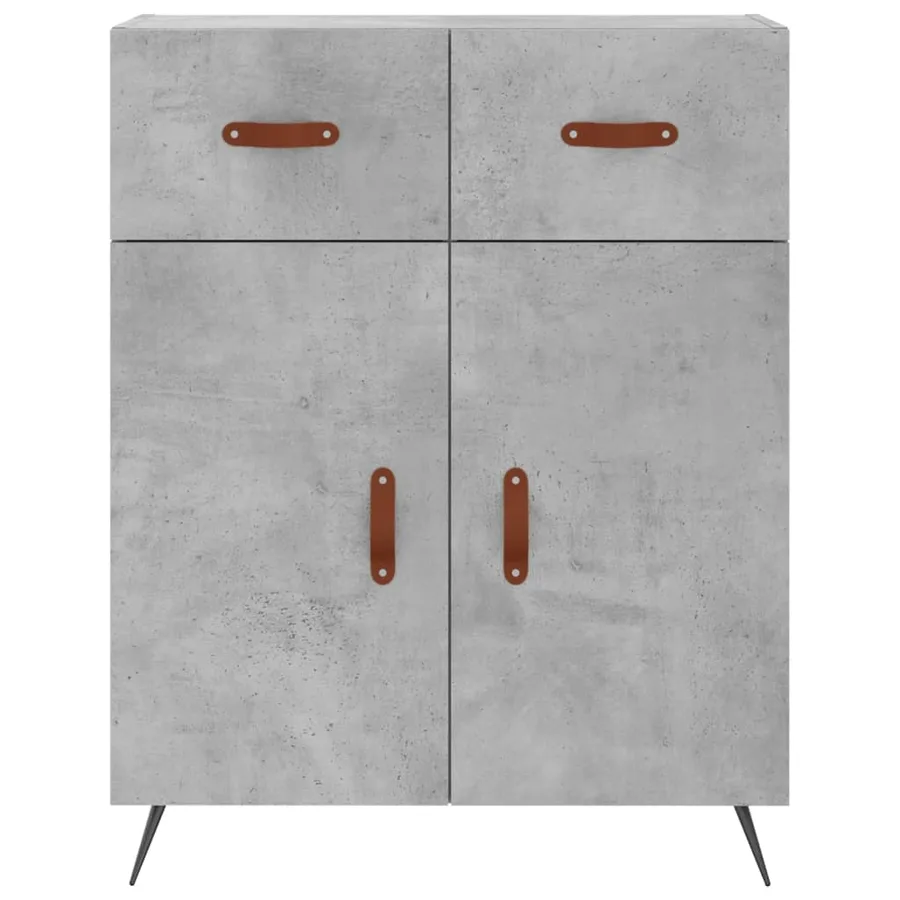 Buffet haut Gris béton 69,5x34x180 cm Bois d'ingénierie - 7