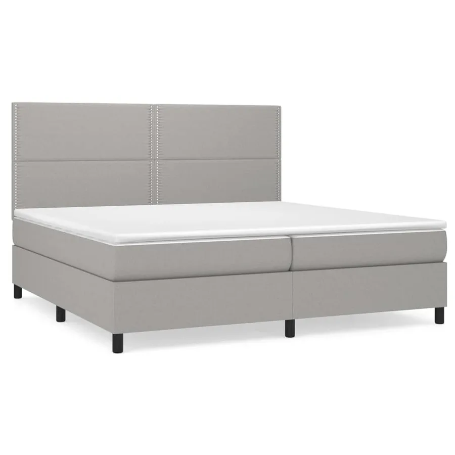 Sommier à lattes de lit avec matelas Gris clair 200x200cm Tissu - 2