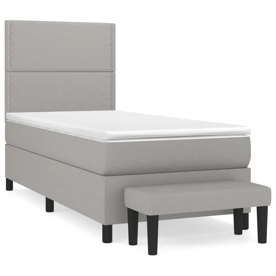 Sommier à lattes de lit et matelas Gris clair 90x190 cm Tissu - 2