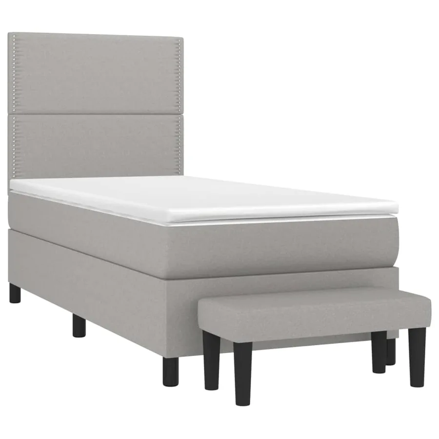 Sommier à lattes de lit et matelas Gris clair 90x190 cm Tissu - 3
