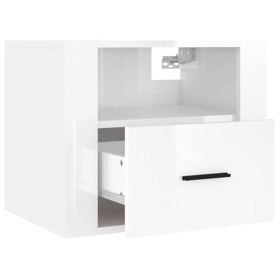 Tables de chevet murales 2 pcs Blanc brillant 50x36x40 cm - 7