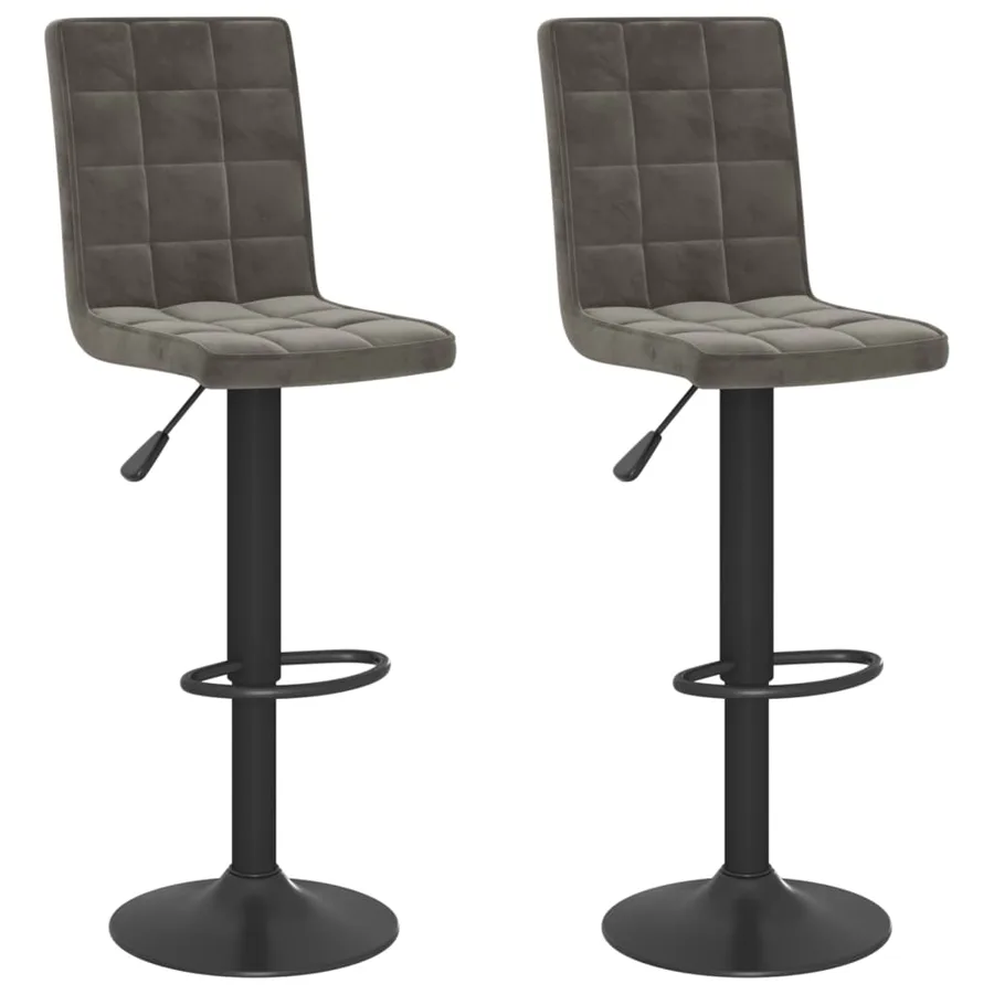 Tabourets de bar lot de 2 gris foncé velours - 2