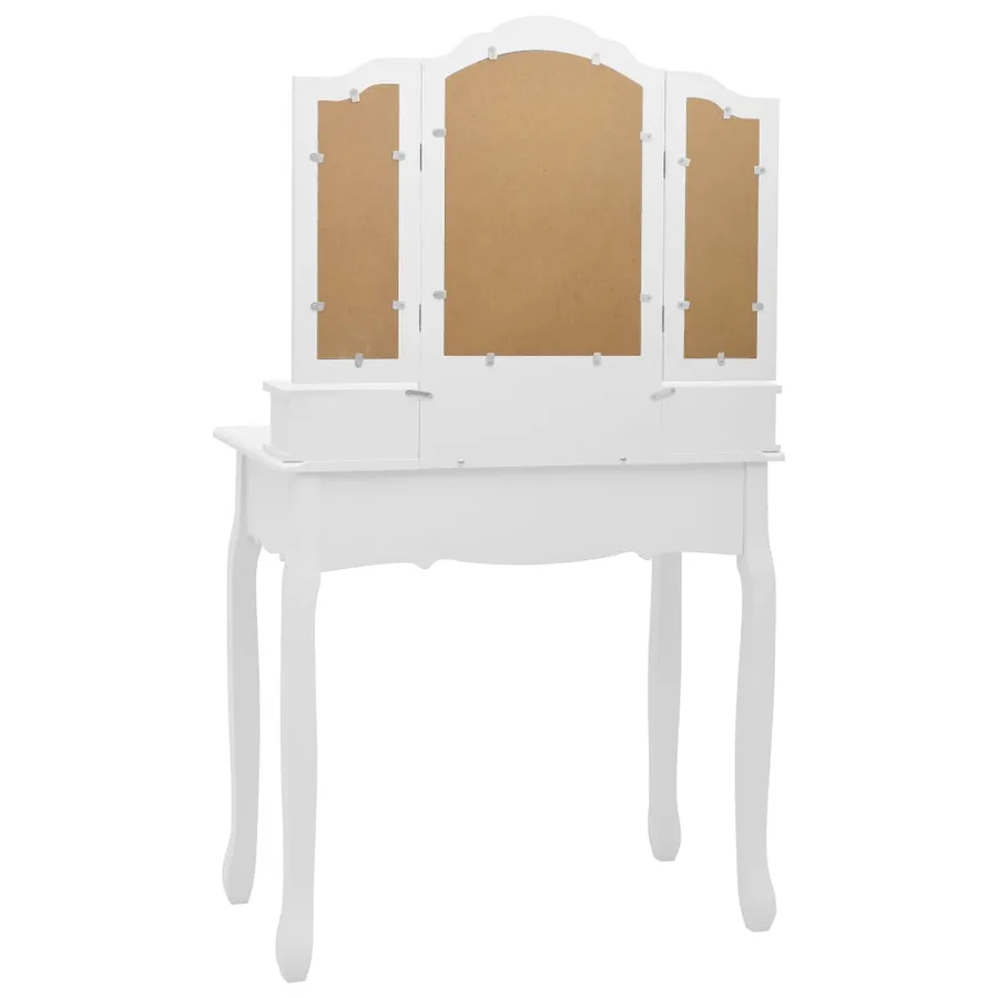 Ensemble de coiffeuse avec tabouret Blanc 80x69x141cm Paulownia - 5