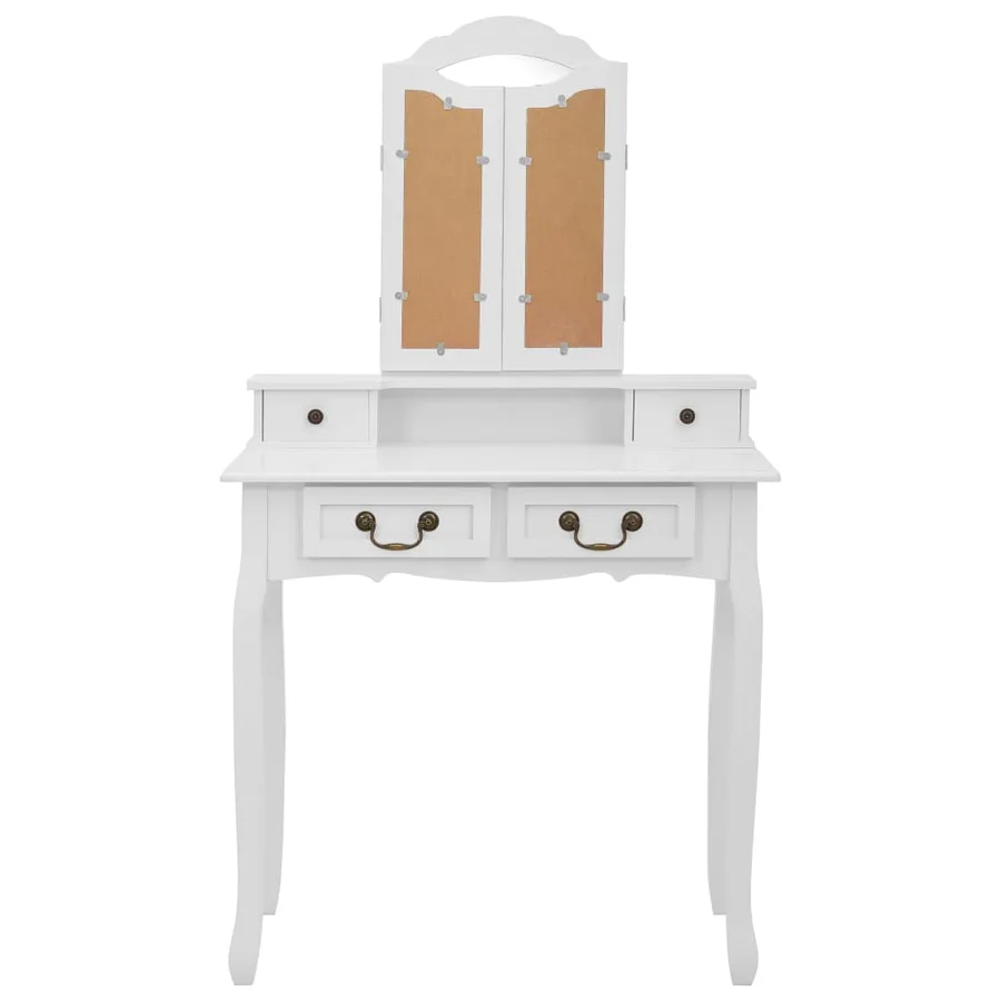 Ensemble de coiffeuse avec tabouret Blanc 80x69x141cm Paulownia - 6