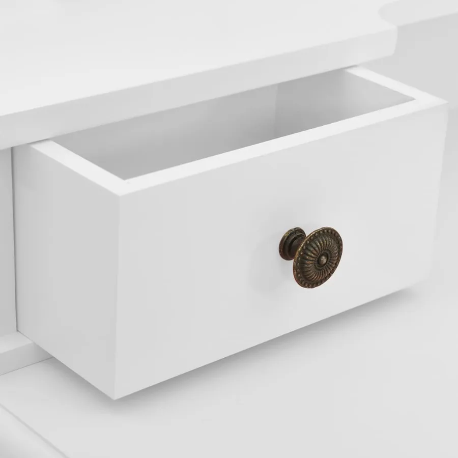 Ensemble de coiffeuse avec tabouret Blanc 80x69x141cm Paulownia - 9
