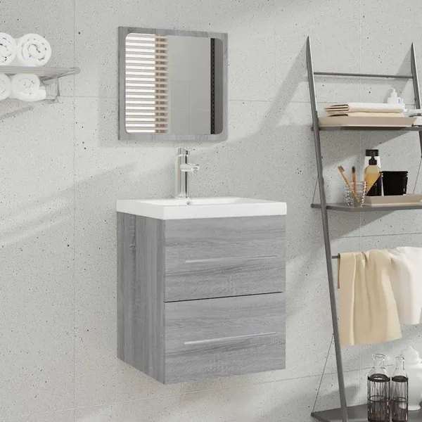Armoire de salle de bain avec miroir Sonoma gris 41x38,5x48 cm