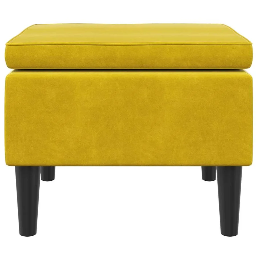 Tabouret avec pieds en bois Jaune Velours - 3