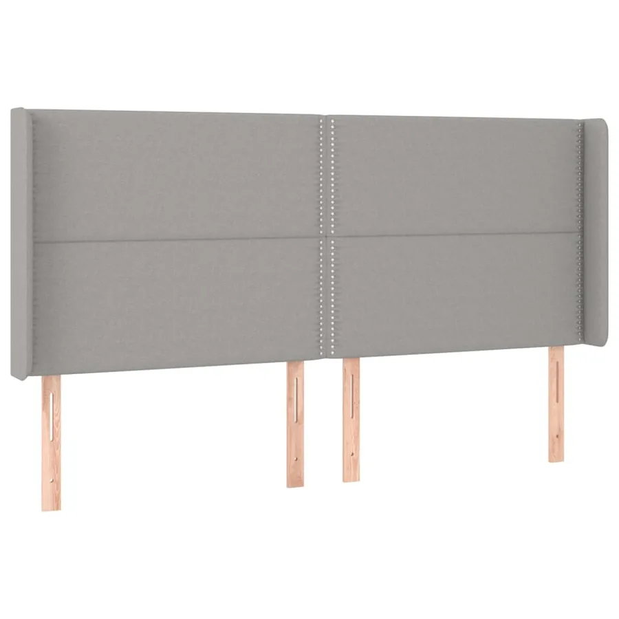 Tête de lit avec oreilles Gris clair 203x16x118/128 cm Tissu - 2