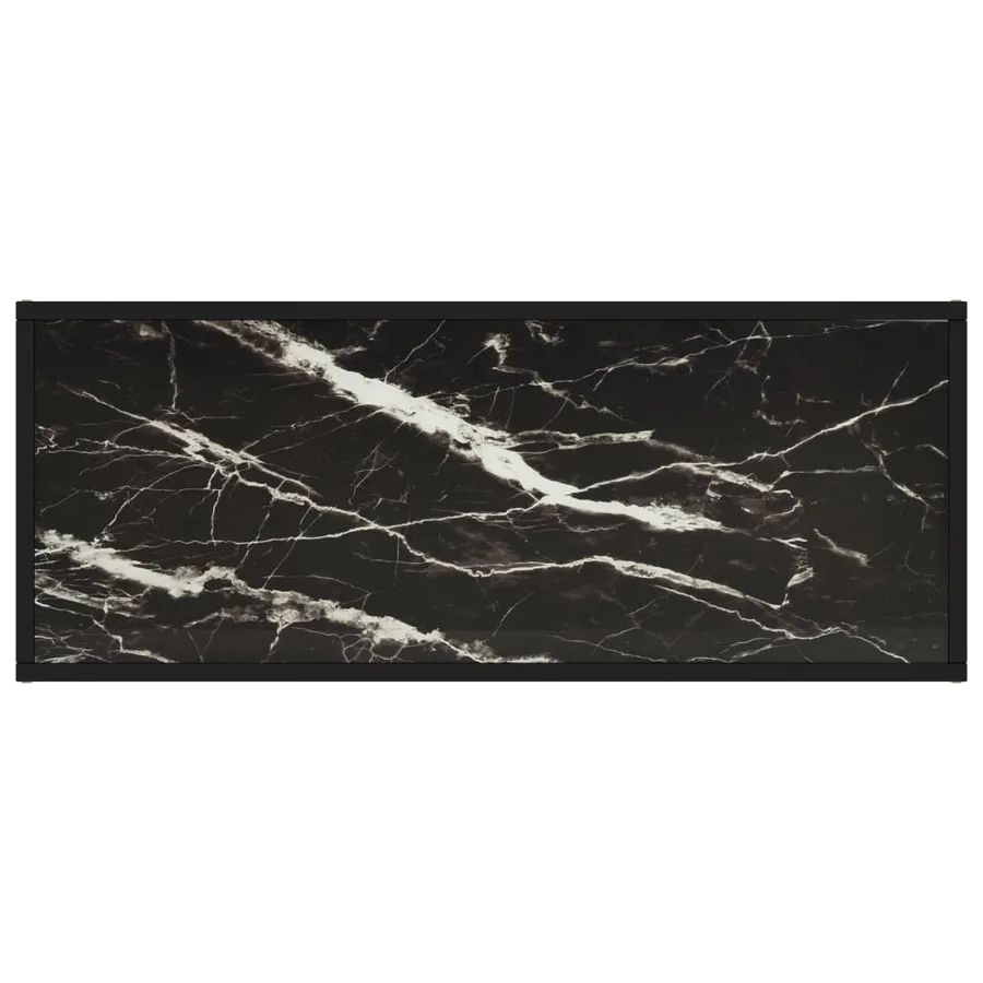 Meuble TV noir avec verre marbre noir 100x40x40 cm - 4